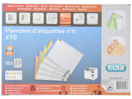 ELBA l'oblique Étiquettes pour dossiers suspendus, Nr. 0