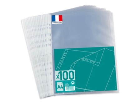 Oxford Pochettes perforées, A4, PP, transparent grainé