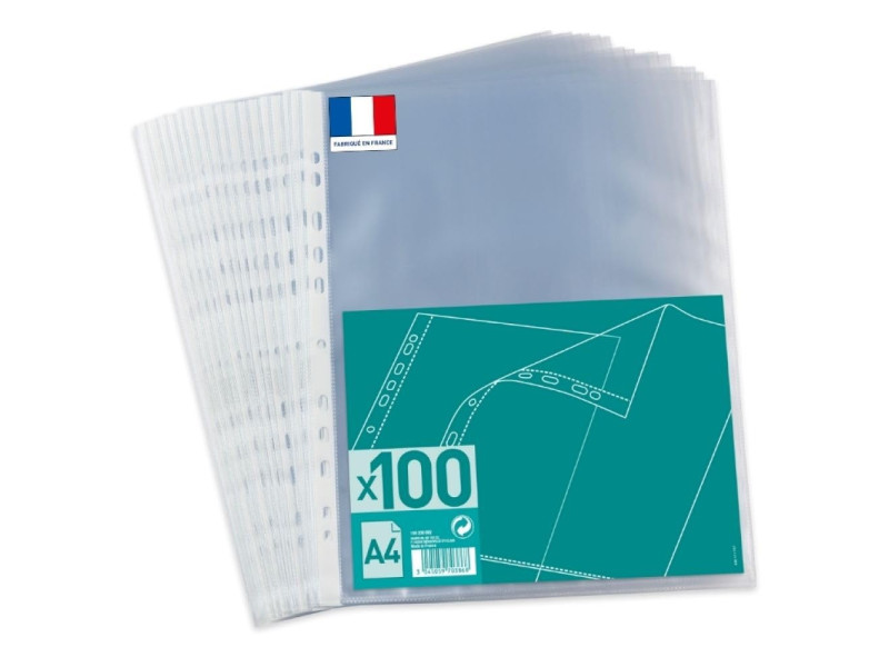 Oxford Pochettes perforées, A4, PP, transparent grainé