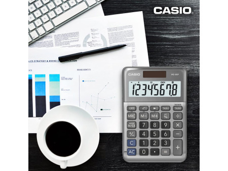 CASIO Calculatrice de bureau MS-80F, 8 chiffres, argent