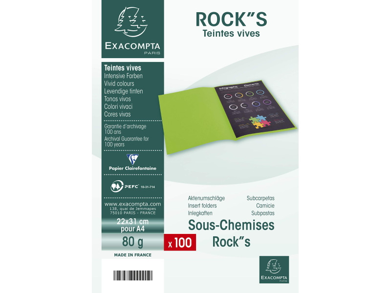 EXACOMPTA Sous-chemises ROCK'S, 220 x 310 mm, ocre