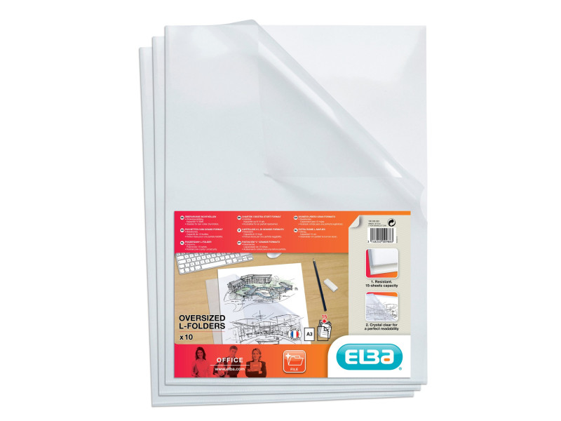 Oxford Pochettes coins Fard'Clair, transparentes, A3, en PP