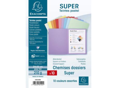 EXACOMPTA Chemises SUPER 250, A4, assorti