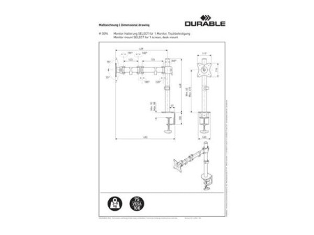 DURABLE Support SELECT pour 1 écran, pince
