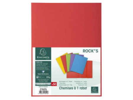 EXACOMPTA Chemises ROCK'S, A4, 1 rabat, rouge