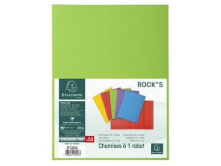 EXACOMPTA Chemises ROCK'S, A4, 1 rabat, vert