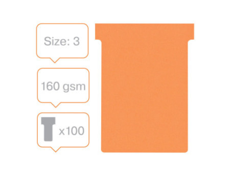 nobo Fiche T, indice 3 / 92 mm, 170 g/m2, orange