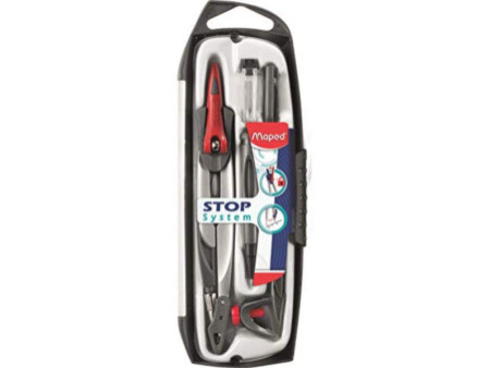 Maped Coffret compas Stop System, set de 5 pièces, gris