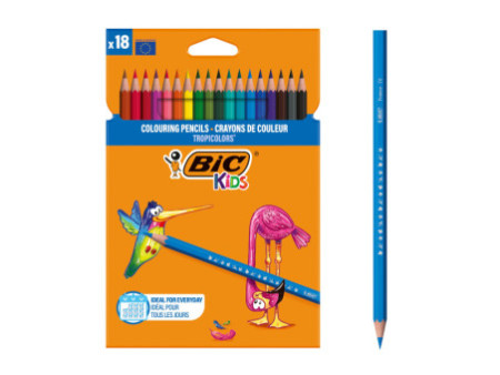 BIC KIDS Crayons de couleur Tropicolors , étui carton de 18