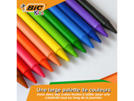 BIC Crayon de cire Plastidecor, étui en carton de 12