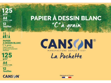 CANSON Papier à dessin 'C' à grain, A4, 125 g/m2, blanc