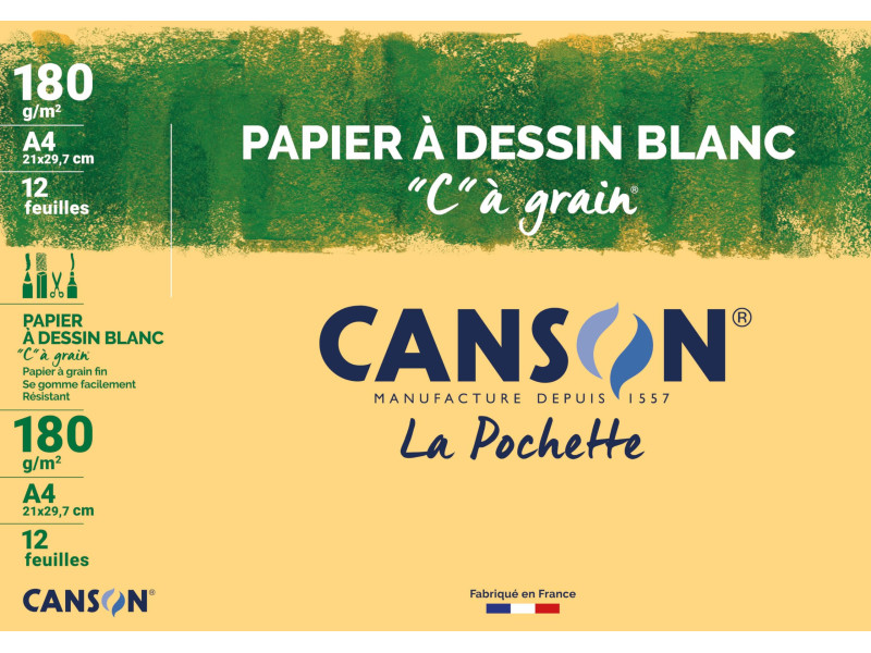 CANSON Papier à dessin 'C' à grain, A4, 180 g/m2, blanc