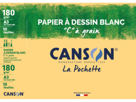 CANSON Papier à dessin 'C' à grain, A3, 180 g/m2, blanc