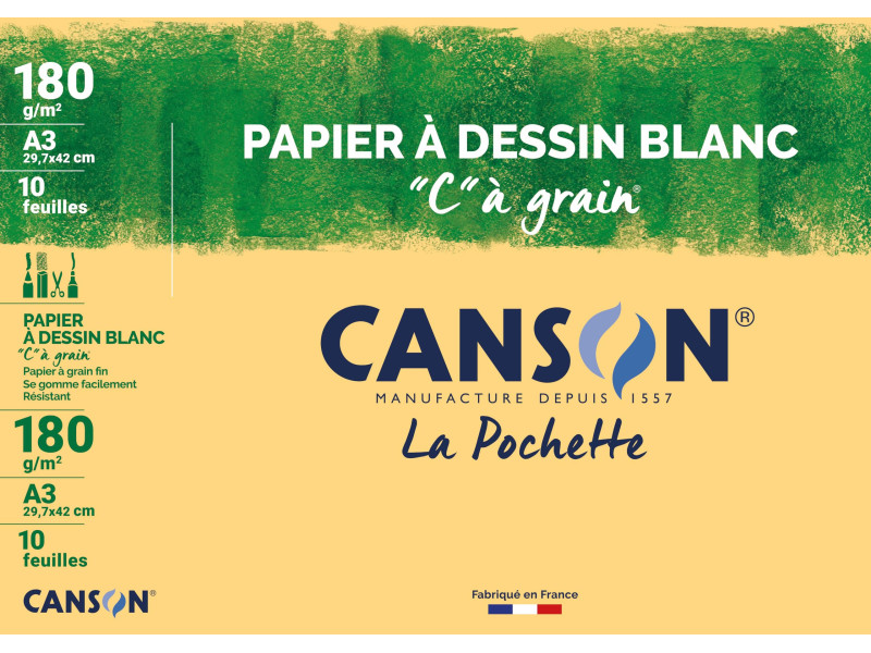CANSON Papier à dessin 'C' à grain, A3, 180 g/m2, blanc