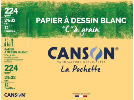 CANSON Papier à dessin 'C' à grain, 320 x 240 mm, 224 g/m2