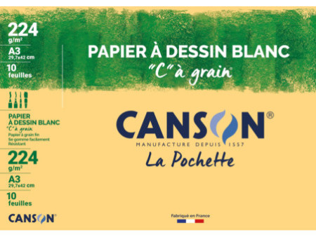 CANSON Papier à dessin 'C' à grain, A3, 224 g/m2
