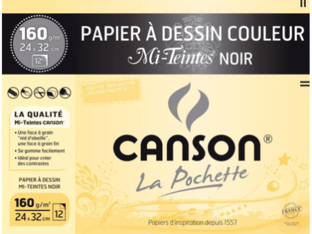 CANSON Papier dessin Mi-Teintes, 320 x 240 mm, noir
