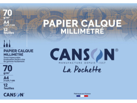 CANSON Papier calque millimétré, A4, 70 g/m2