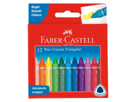 FABER-CASTELL Craie à la cire, triangulaire, étui de 12