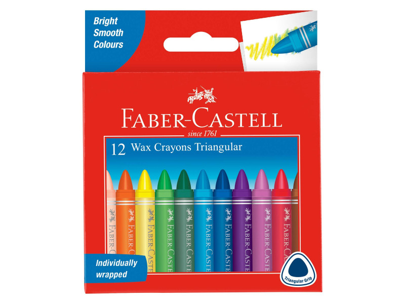 FABER-CASTELL Craie à la cire, triangulaire, étui de 12