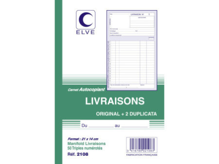ELVE Manifold 'Livraisons', 140 x 210 mm, tripli