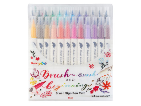 PentelArts Feutre pinceau BrushSignPen Twin, set de 24