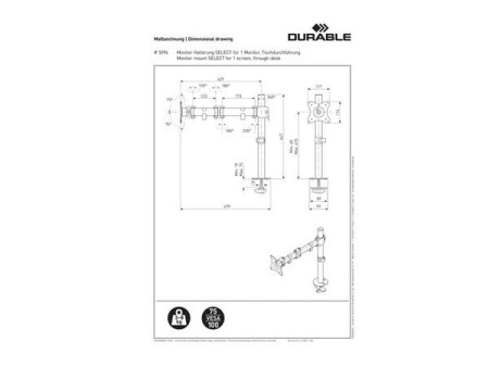 DURABLE Support SELECT pour 1 écran, pince