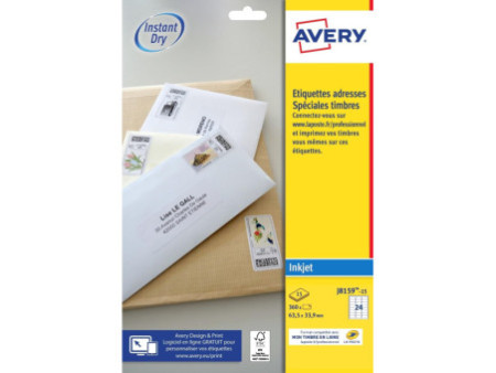 AVERY Etiquette d'adresse jet d'encre, 63,5 x 33,9 mm, blanc