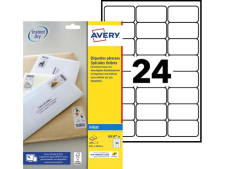 AVERY Etiquette d'adresse jet d'encre, 63,5 x 33,9 mm, blanc