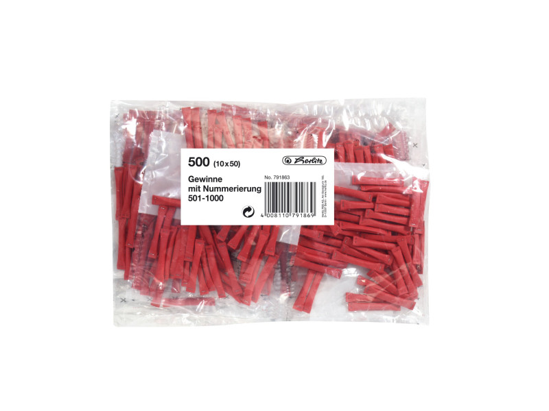 herlitz Billets gagnants, numérotés de 501-1000, rouge
