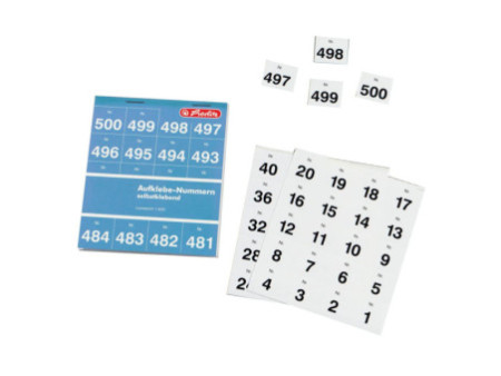 herlitz Numéro autocollant, adhésif, numéroté 1-500
