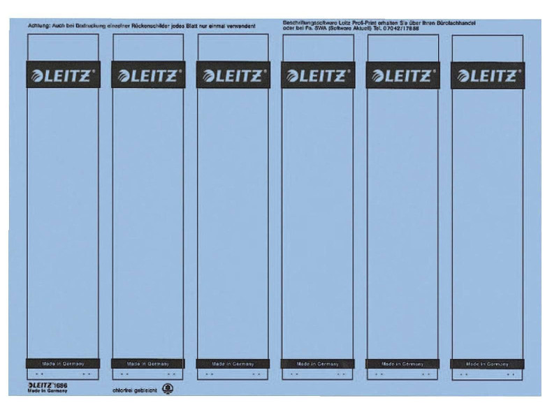 LEITZ Etiquette pour dos de classeur, 39 x 192 mm, bleu