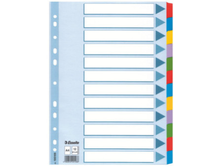 Esselte Intercalaires en carton, uni, A4, 12 touches