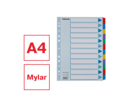 Esselte Intercalaires en carton, uni, A4, 12 touches