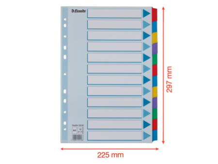 Esselte Intercalaires en carton, uni, A4, 12 touches