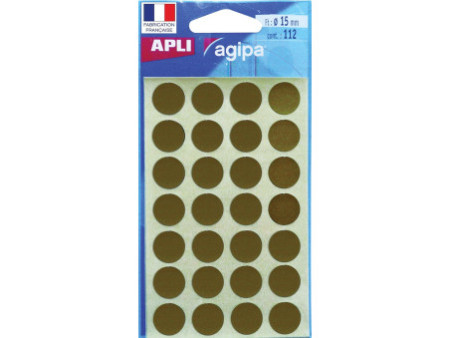 APLI Pastille de signalisation, diamètre: 15 mm, or