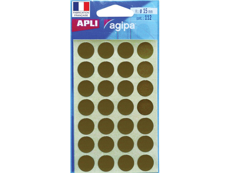 APLI Pastille de signalisation, diamètre: 15 mm, or