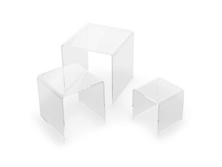 deflecto Podium carré, transparent, set de 3