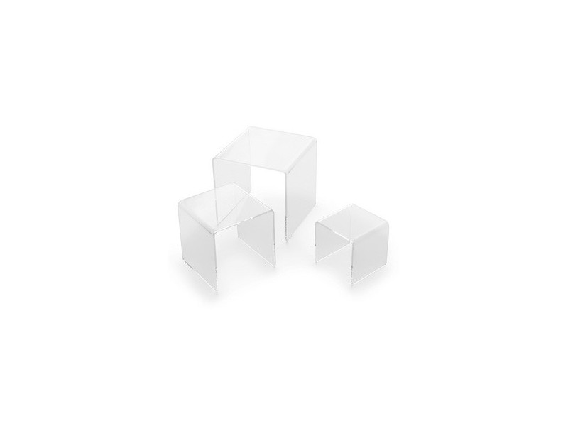 deflecto Podium carré, transparent, set de 3