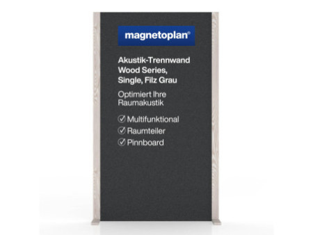 magnetoplan Cloison acoustique Wood Series, single, gris