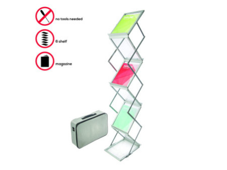 deflecto Porte-brochures A4, pliable, 6 compartiments