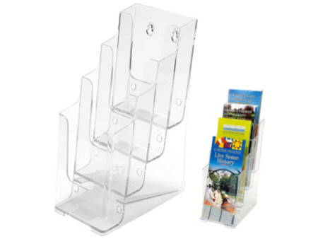 deflecto Porte-brochures, 1/3 A4 portrait, 4 compartiments