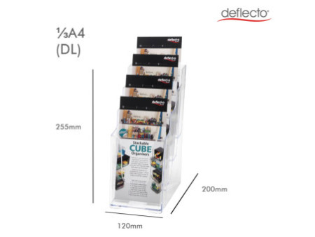 deflecto Porte-brochures, 1/3 A4 portrait, 4 compartiments