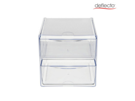 deflecto Boîte de rangement Cube, 2 tiroirs, cristal