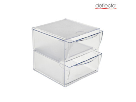 deflecto Boîte de rangement Cube, 2 tiroirs, cristal