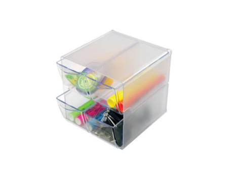 deflecto Boîte de rangement Cube, 4 tiroirs, cristal