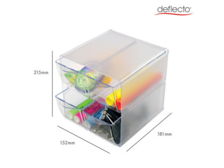 deflecto Boîte de rangement Cube, 4 tiroirs, cristal