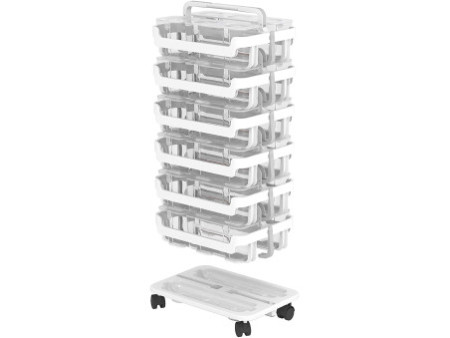 deflecto Plateau de transport à roulettes Stack 'N' Go,blanc