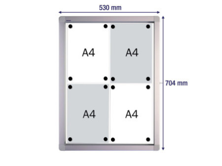 FRANKEN Vitrine d'affichage ECO pour 4 x A4, surface métal