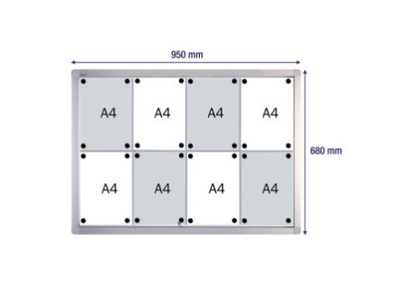 FRANKEN Vitrine d'affichage PRO pour 8x A4, dos en métal